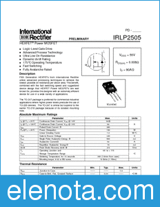 International Rectifier IRLP2505 datasheet