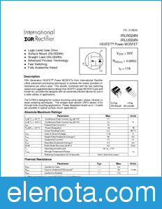 International Rectifier IRLR024N datasheet