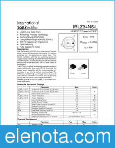 International Rectifier IRLZ34NL datasheet