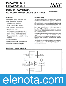 ISSI IS62WV25616ALL datasheet