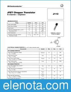 ON Semiconductor J112 datasheet
