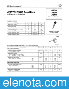 ON Semiconductor J308 datasheet