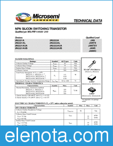 Microsemi JAN2N2221AL datasheet