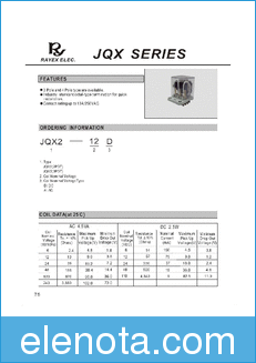 RAYEX ELECTRONICS JQX datasheet