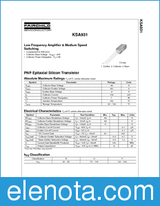 Fairchild KSA931 datasheet