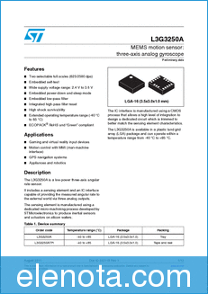 STMicroelectronics L3G3250A datasheet
