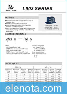 RAYEX ELECTRONICS L903 datasheet