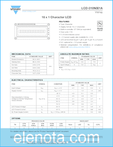 Vishay LCD-016N001A datasheet