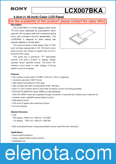 Sony Semiconductor LCX007BKA datasheet