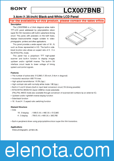 Sony Semiconductor LCX007BNB datasheet