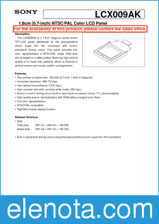 Sony Semiconductor LCX009AK datasheet