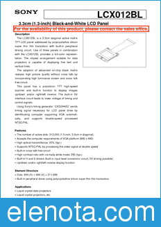 Sony Semiconductor LCX012BL datasheet
