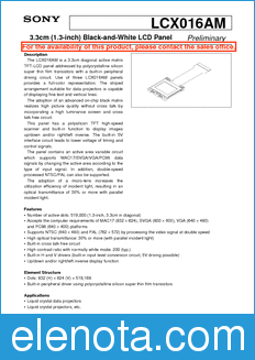 Sony Semiconductor LCX016AM datasheet