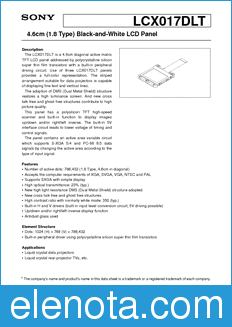 Sony Semiconductor LCX017DLT datasheet