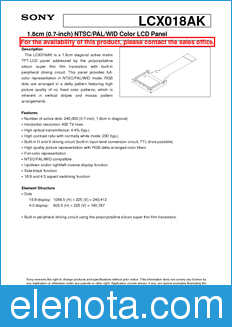 Sony Semiconductor LCX018AK datasheet