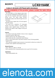 Sony Semiconductor LCX019AM datasheet