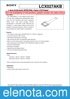 Sony Semiconductor LCX027AKB datasheet