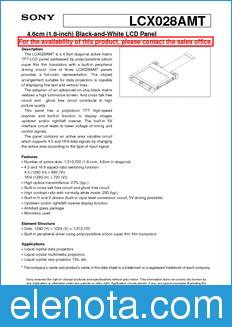 Sony Semiconductor LCX028AMT datasheet
