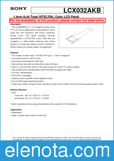 Sony Semiconductor LCX032AKB datasheet