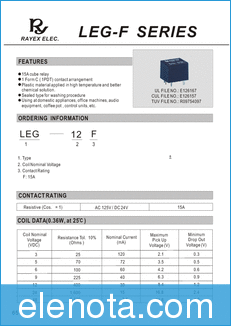 RAYEX ELECTRONICS LEG-F datasheet