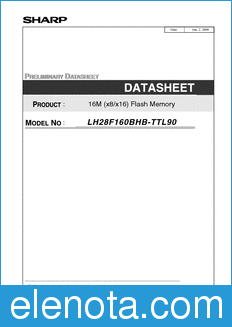 Sharp LH28F160BHB-TTL90 datasheet