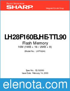 Sharp LH28F160BJHE-TTL90 datasheet