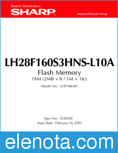 Sharp LH28F160S3HNS-L10A datasheet