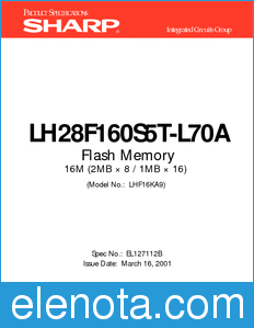 Sharp LH28F160S5T-L70A datasheet