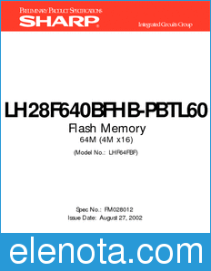 Sharp LH28F640BFHB-PBTL60 datasheet