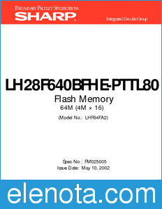 Sharp LH28F640BFHE-PTTL80 datasheet