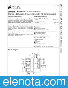 National Semiconductor LM4844 datasheet