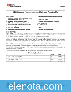 Texas Instruments LM4890 datasheet