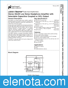 National Semiconductor LM4911 datasheet