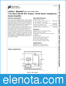 National Semiconductor LM4919 datasheet
