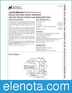 National Semiconductor LM4938 datasheet
