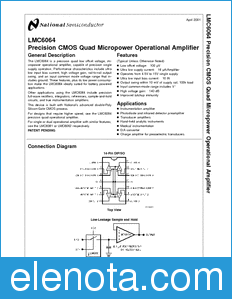 National Semiconductor LMC6064 datasheet