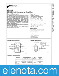 National Semiconductor LMC662 datasheet