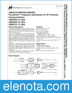 National Semiconductor LMX2315 datasheet