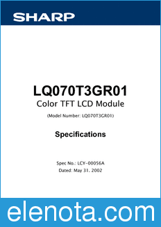 Sharp LQ070T3GR01 datasheet