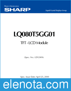 Sharp LQ080T5GG01 datasheet