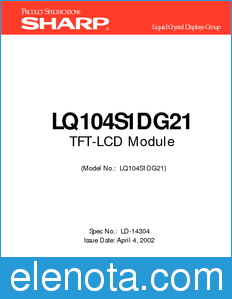 Sharp LQ104S1DG21 datasheet