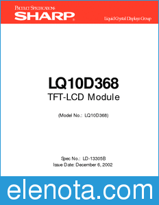 Sharp LQ10D368 datasheet