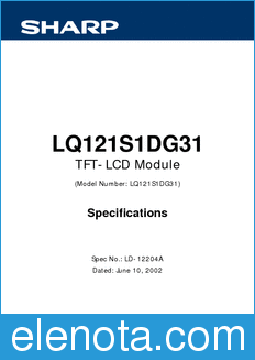 Sharp LQ121S1DG31 datasheet