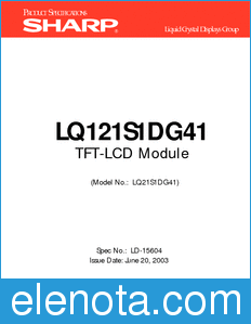 Sharp LQ121S1DG41 datasheet