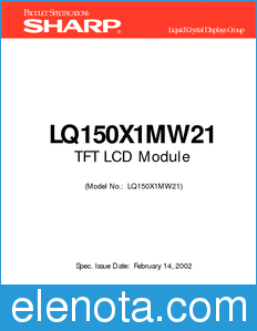 Sharp LQ150X1MW21 datasheet