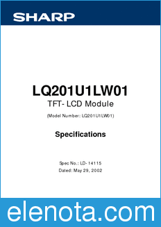 Sharp LQ201U1LW01 datasheet