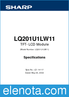 Sharp LQ201U1LW11 datasheet