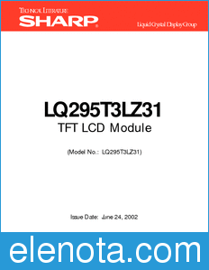 Sharp LQ295T3LZ31 datasheet