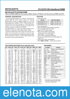 Samsung M374S1623FTS datasheet