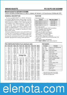 Samsung M464S1654DTS datasheet